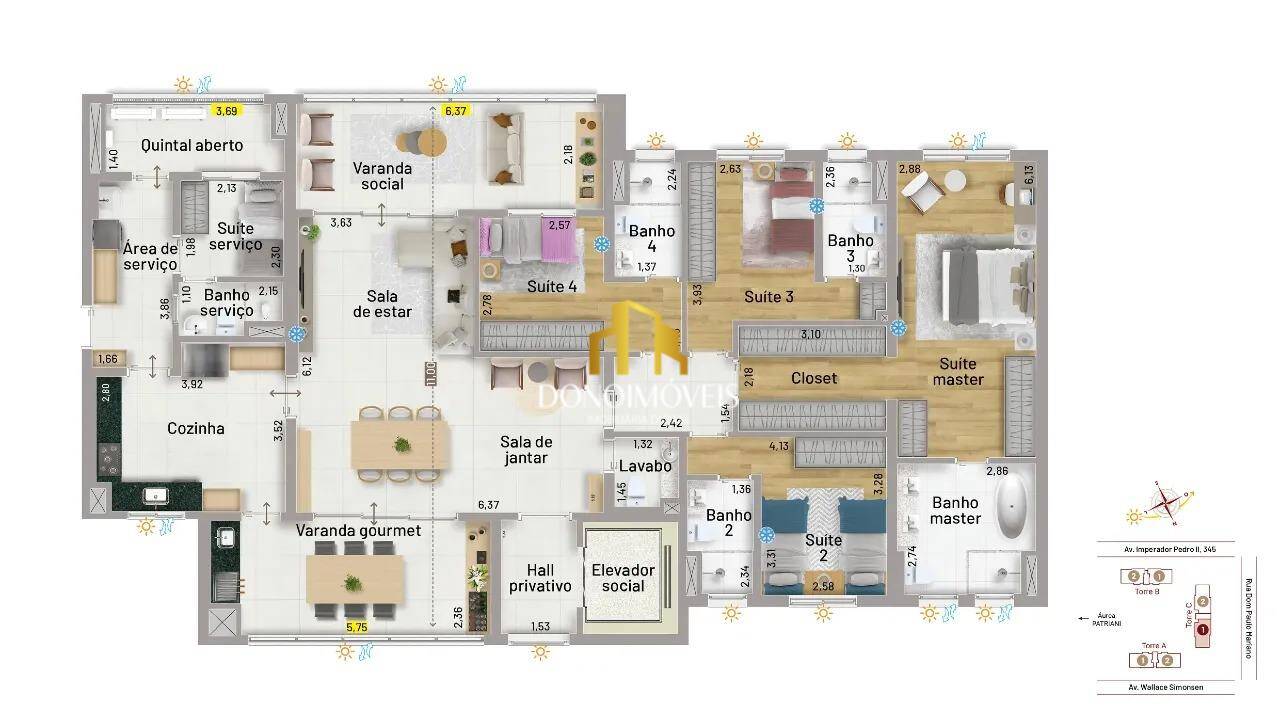 Apartamento, 4 quartos, 203 m² - Foto 2